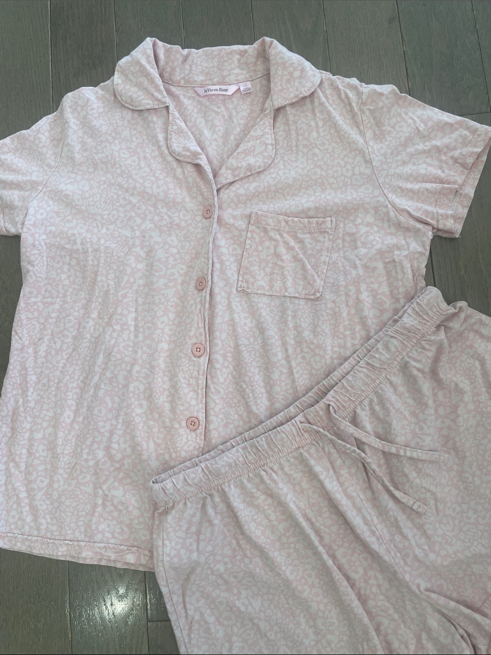 La Vie En Rose Soft Pink Short-Sleeve Pajama Set Size Small - Picture 3 of 8